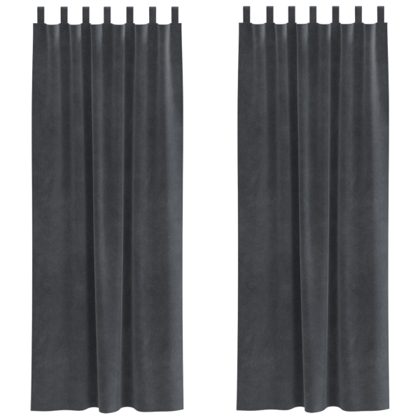 Cortinas Blackout  com Laços de Suspensão 2 pcs Veludo Cinza Claro M 2