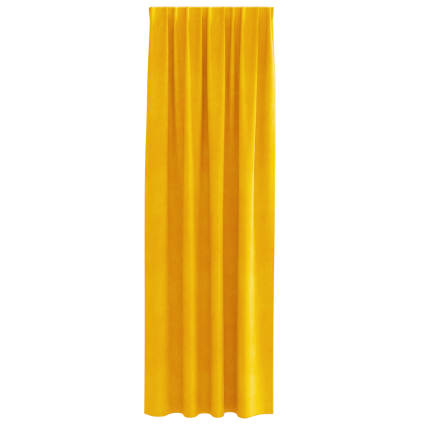 Cortinas Blackout  com fita superior 2 pcs Amarelo Mostarda Veludo M 3