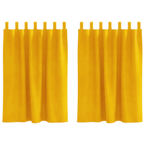 Cortinas Blackout  com Laços de Suspensão 2 pcs Amarelo Mostarda Veludo H