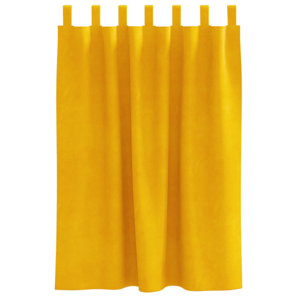 Cortinas Blackout  com Laços de Suspensão 2 pcs Amarelo Mostarda Veludo M 3