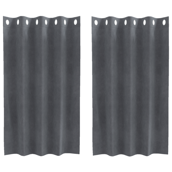 Cortinas opacas con ojales 2 piezas terciopelo gris claro M 2