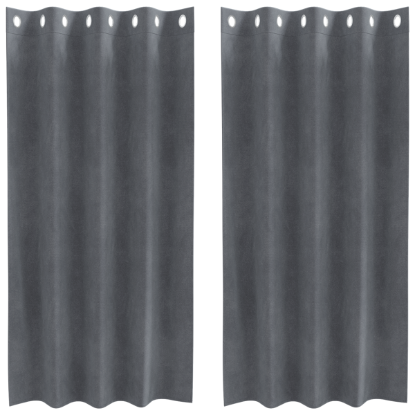 Cortinas Blackout  com Ilhós 2 pcs Veludo Cinza Claro Super M 2