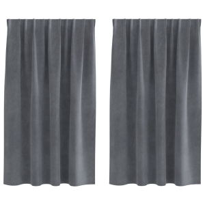 Cortinas Blackout  com fita superior 2 pcs Veludo Cinza Claro H
