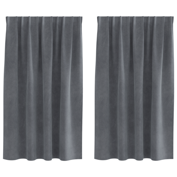 Cortinas Blackout  com fita superior 2 pcs Veludo Cinza Claro M 2