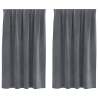 Cortinas Blackout  com fita superior 2 pcs Veludo Cinza Claro 2