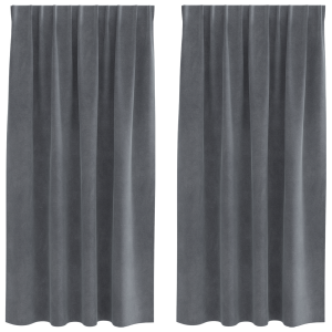 Cortinas opacas con cinta superior 2 pzas terciopelo gris claro H