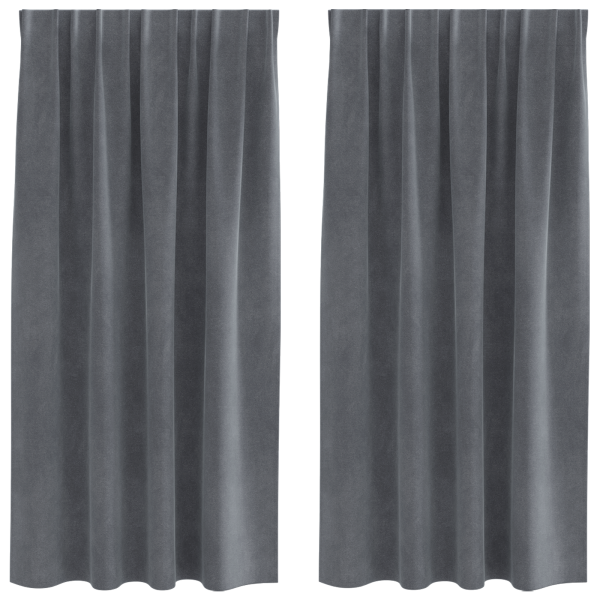 Cortinas Blackout  com fita superior 2 peças Veludo Cinza Super Claro M 2