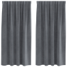 Cortinas opacas con cinta superior 2 pzas terciopelo gris claro 2