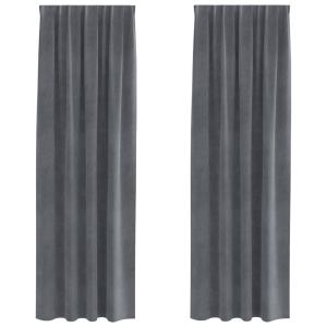Cortinas opacas con cinta superior 2 pzas terciopelo gris claro H