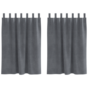 Cortinas Blackout  com Laços de Pendurar 2 pcs Veludo Cinza Claro Super Leve H