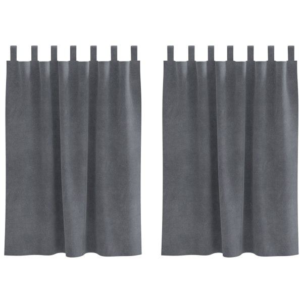 Cortinas Blackout  com Laços de Pendurar 2 pcs Veludo Cinza Claro Super Leve M 2
