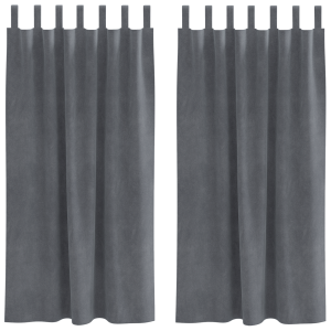 Cortinas opacas con trabillas 2 piezas terciopelo gris claro H