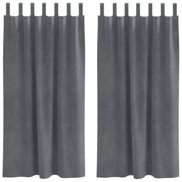 Cortinas opacas con trabillas 2 piezas terciopelo gris claro M 2