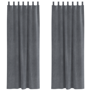 Cortinas Blackout  com Laços de Pendurar 2 pcs Veludo Cinza Claro H