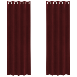 Cortinas opacas con ojales 2 piezas terciopelo rojo tinto H