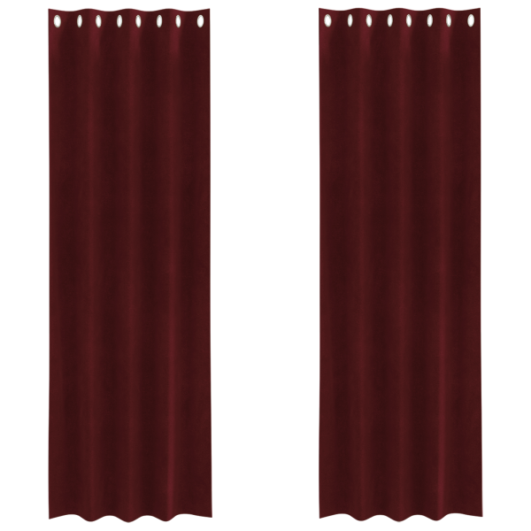 Cortinas Blackout  com Ilhós 2 pcs Vermelho Bordô Veludo M 2