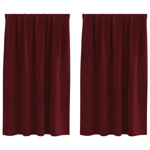 Cortinas opacas con cinta superior 2 pzas terciopelo rojo tinto H