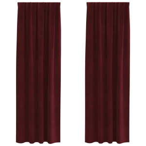 Cortinas opacas con cinta superior 2 pzas terciopelo rojo tinto H