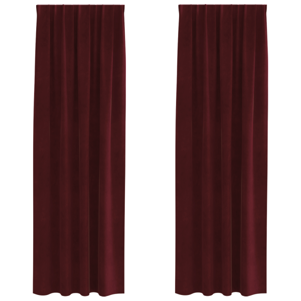 Cortinas Blackout  com fita superior 2 pcs Vermelho Vinho Veludo M 2
