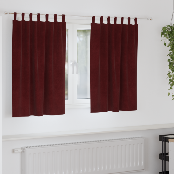 Cortinas opacas con trabillas 2 piezas terciopelo rojo tinto D