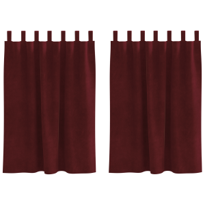 Cortinas opacas con trabillas 2 piezas terciopelo rojo tinto H