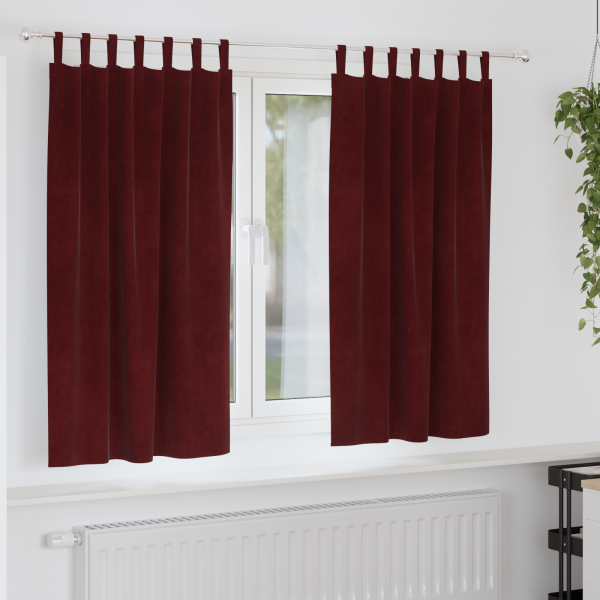 Cortinas opacas con trabillas 2 piezas terciopelo rojo tinto D