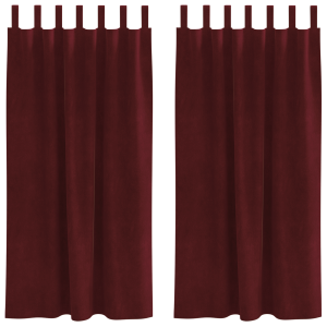 Cortinas Blackout  com Laços de Pendurar 2 pcs Bordô Veludo H
