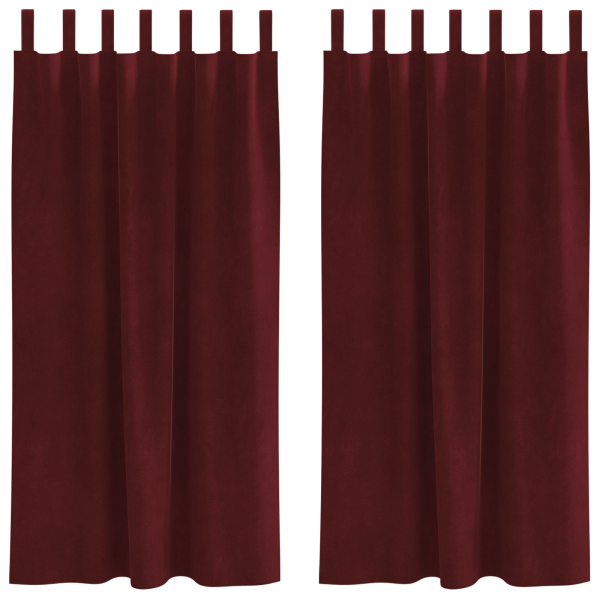 Cortinas opacas con trabillas 2 piezas terciopelo rojo tinto M 2