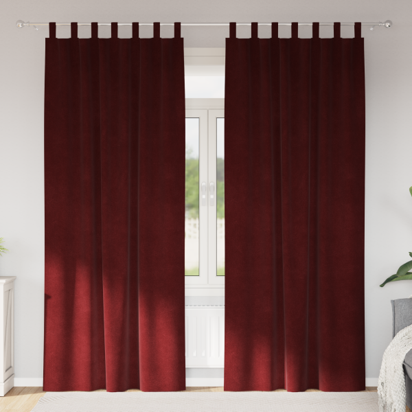 Cortinas opacas con trabillas 2 piezas terciopelo rojo tinto D