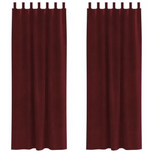 Cortinas Blackout  com Laços para Pendurar 2 pcs Vermelho Vinho Veludo H