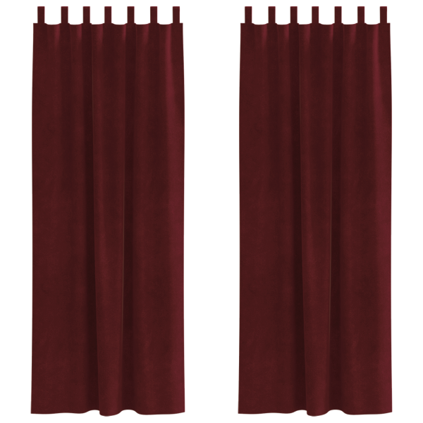 Cortinas opacas con trabillas 2 piezas terciopelo rojo tinto M 2