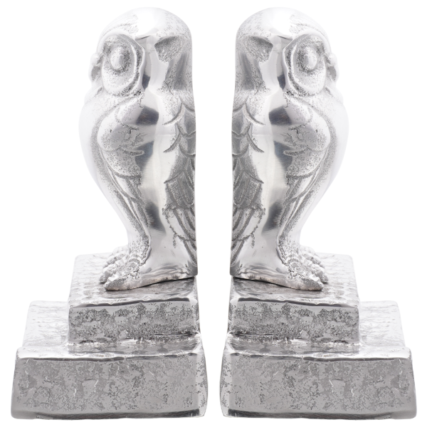 Sujetalibros Búho 2 piezas aluminio plateado 12x9x19 cm M 4