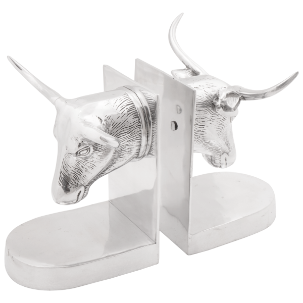 Sujetalibros Toro 2 piezas aluminio plateado 21.5x15.5x20 cm D