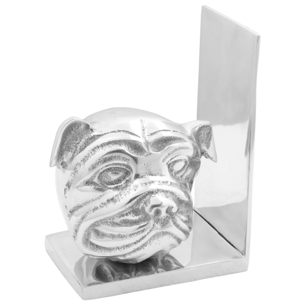 Sujetalibros Perro 2 piezas aluminio plateado 8x12x16.5 cm D