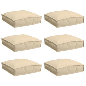 Almofadas de Palete para Assento - 6 pcs Beje. 40x40x8 cm. Tecido Oxford. H