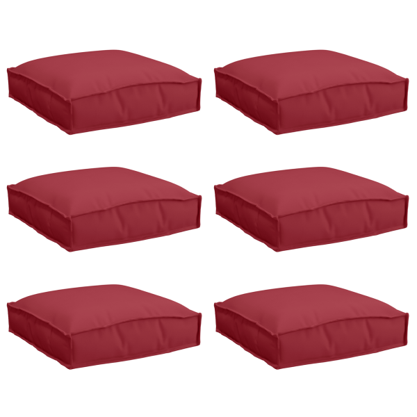 Cojines de Pallet para Asiento 6 pcs Rojo Vino 40x40x8 cm Fabric Oxford M 2