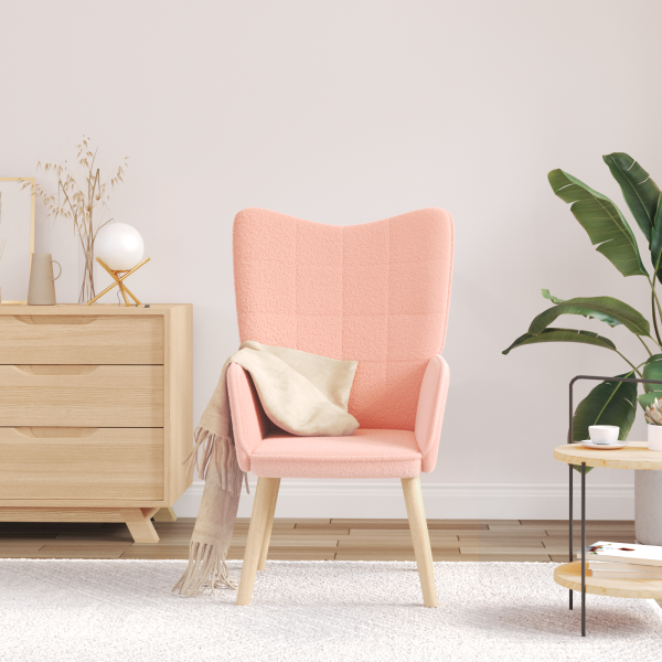 Cadeira Relaxante  Rosa em Tecido que Lembra Lã M 3