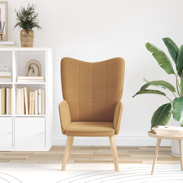 Sillón de relax de tela efecto de lana rizada beige M 3