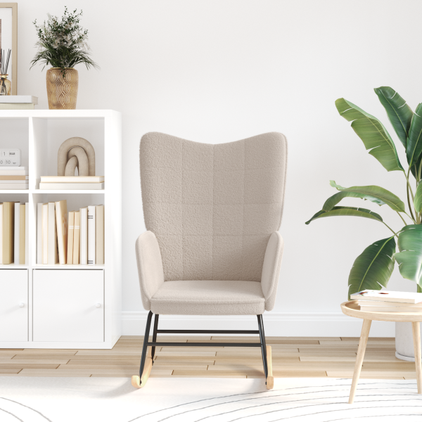 Sillón de relax de tela efecto de lana rizada gris claro M 3