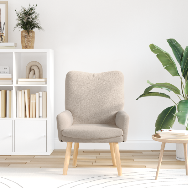 Sillón de relax de tela efecto de lana rizada gris claro M 3