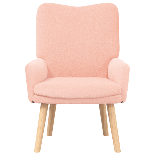 Sillón de relax de tela efecto de lana rizada rosa M 4