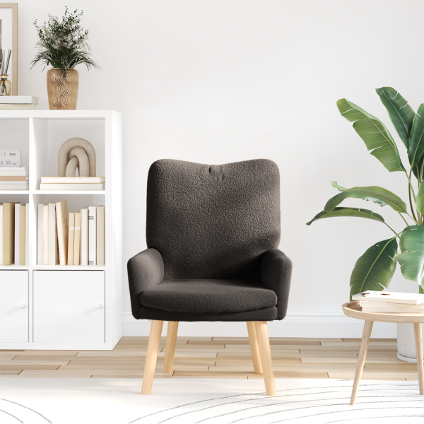 Sillón de relax de tela efecto de lana rizada gris oscuro M 3
