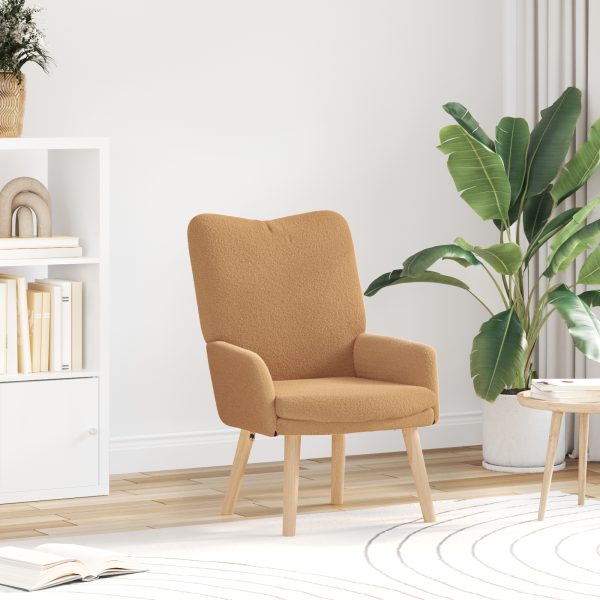 Sillón de relax de tela efecto de lana rizada beige D