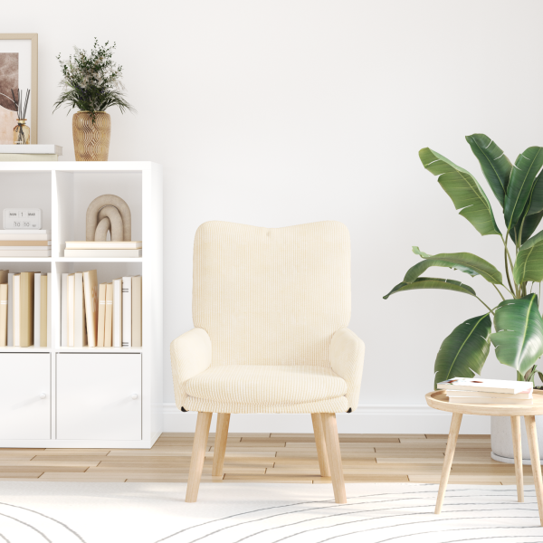 Poltrona Relaxante Cream em Tecido Corduroy M 3