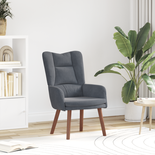 Sillón de relax de terciopelo gris oscuro D