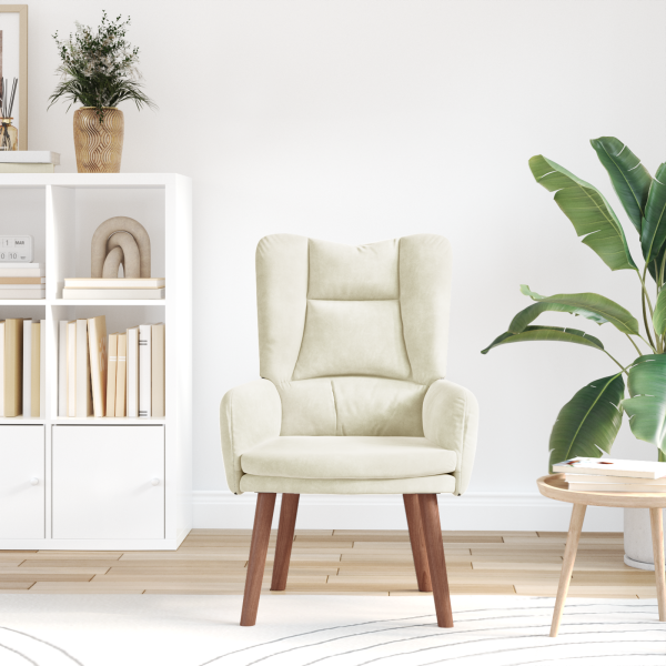 Cadeira Relaxante  Veludo Creme M 3
