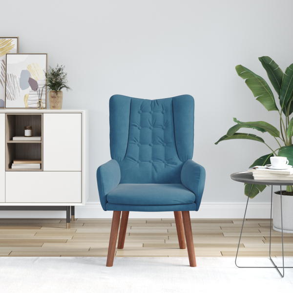 Poltrona Relaxante em Veludo Azul M 3