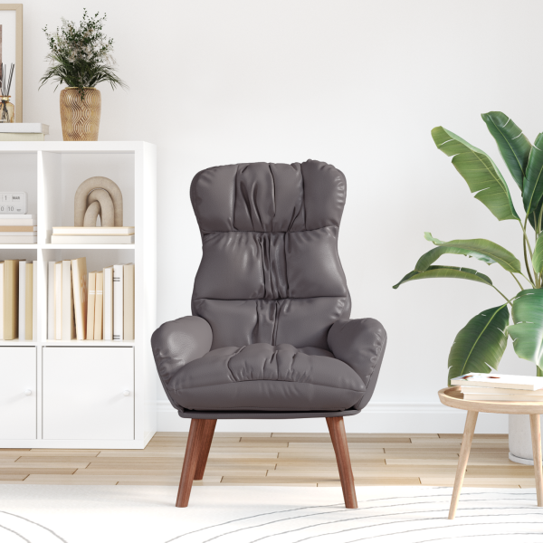 Sillón de relax de cuero sintético gris nube M 3
