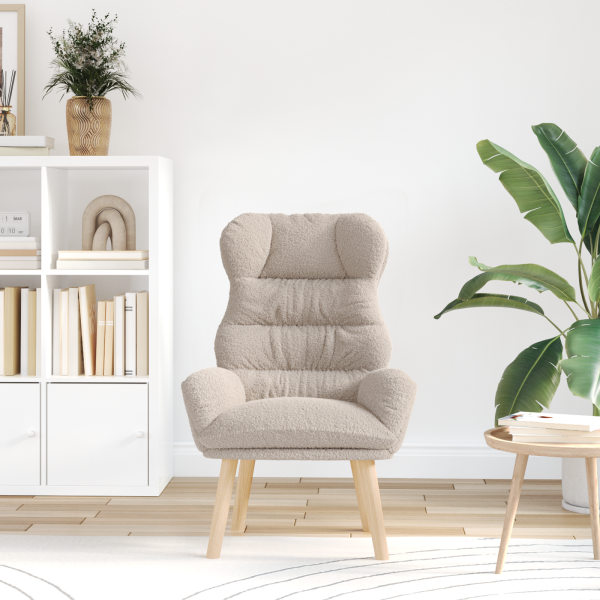 Sillón de relax de tela efecto de lana rizada gris claro M 3