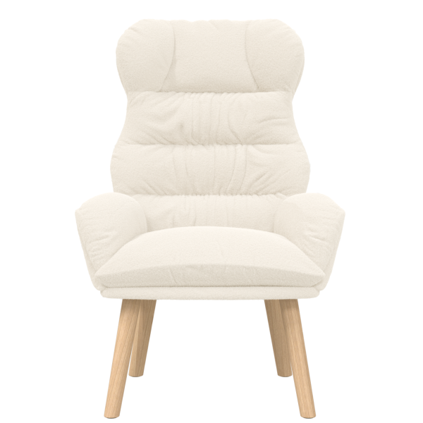 Sillón de relax de tela efecto de lana rizada crema M 4